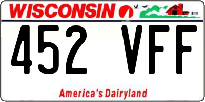WI license plate 452VFF
