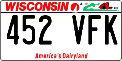 WI license plate 452VFK