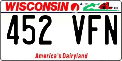 WI license plate 452VFN