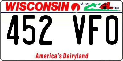 WI license plate 452VFO