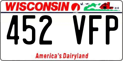 WI license plate 452VFP