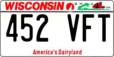 WI license plate 452VFT