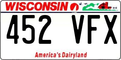 WI license plate 452VFX