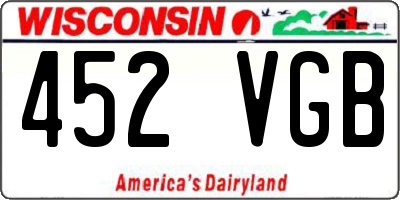 WI license plate 452VGB