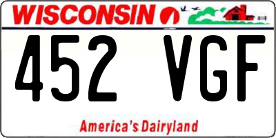 WI license plate 452VGF