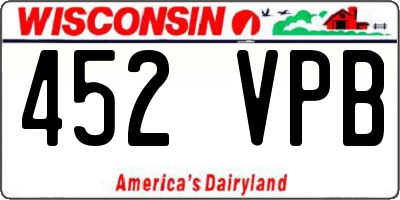 WI license plate 452VPB