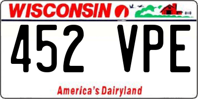 WI license plate 452VPE