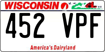 WI license plate 452VPF