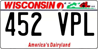 WI license plate 452VPL