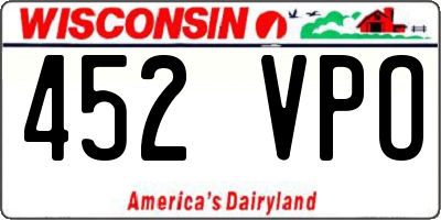 WI license plate 452VPO