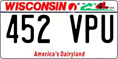 WI license plate 452VPU