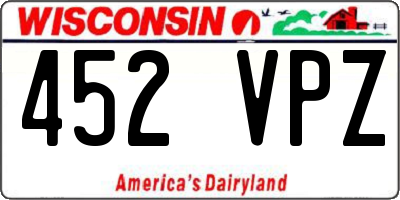 WI license plate 452VPZ