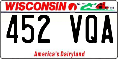 WI license plate 452VQA
