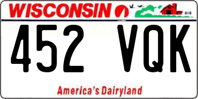 WI license plate 452VQK