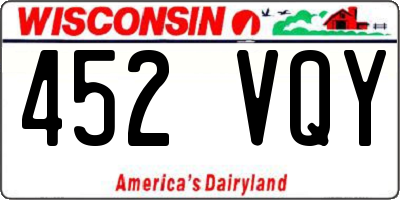 WI license plate 452VQY