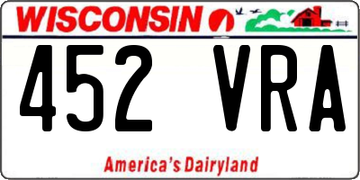 WI license plate 452VRA