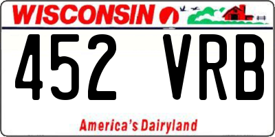 WI license plate 452VRB