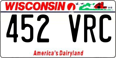 WI license plate 452VRC