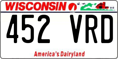WI license plate 452VRD