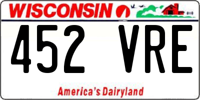 WI license plate 452VRE