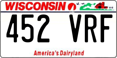 WI license plate 452VRF