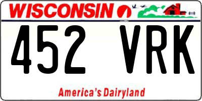 WI license plate 452VRK