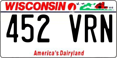 WI license plate 452VRN