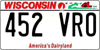 WI license plate 452VRO