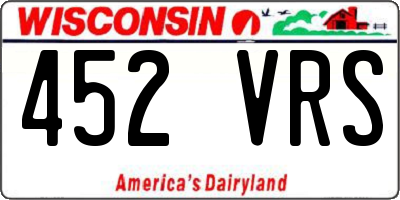 WI license plate 452VRS