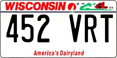 WI license plate 452VRT