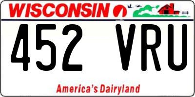 WI license plate 452VRU