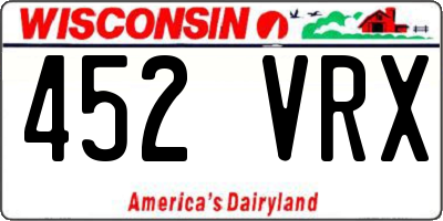 WI license plate 452VRX