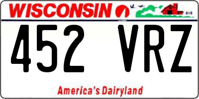 WI license plate 452VRZ