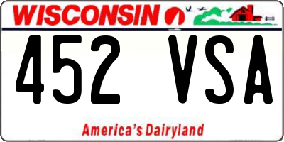 WI license plate 452VSA