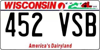 WI license plate 452VSB