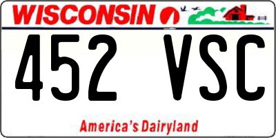 WI license plate 452VSC