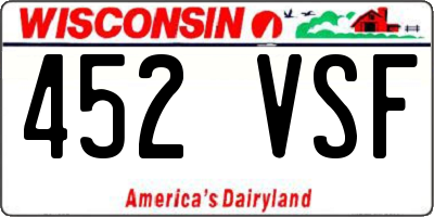 WI license plate 452VSF