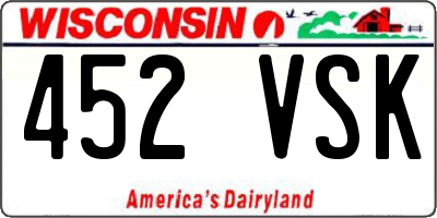 WI license plate 452VSK