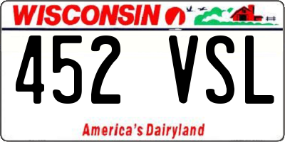 WI license plate 452VSL