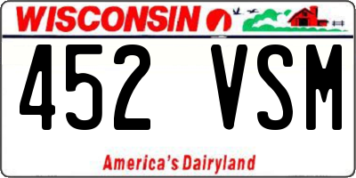 WI license plate 452VSM