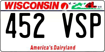 WI license plate 452VSP