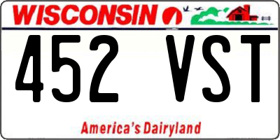 WI license plate 452VST