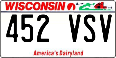 WI license plate 452VSV