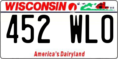WI license plate 452WLO