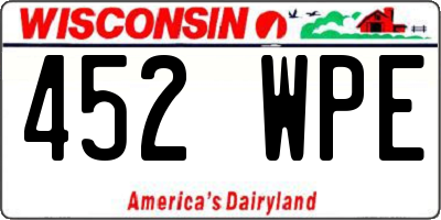 WI license plate 452WPE