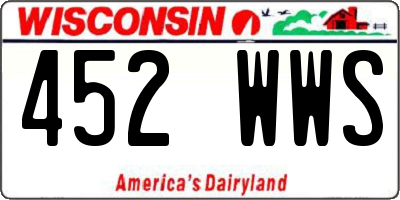 WI license plate 452WWS