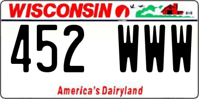 WI license plate 452WWW