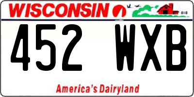 WI license plate 452WXB