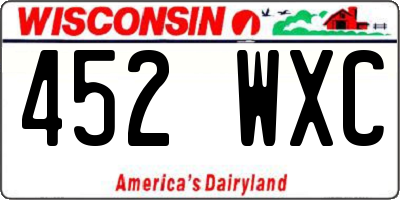 WI license plate 452WXC