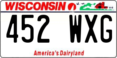 WI license plate 452WXG